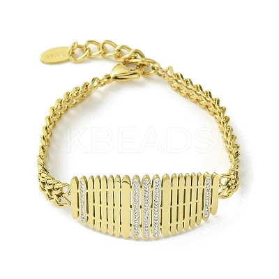 Cubic Zirconia Oval Link Bracelet with 304 Stainless Steel Chains BJEW-Q775-02G-1