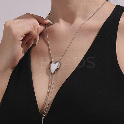 201 Stainless Steel Heart Lariat Adjustable Necklaces for Women NJEW-K297-01P-1