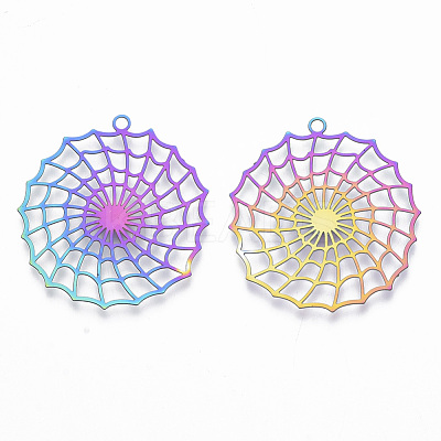 Ion Plating(IP) 201 Stainless Steel Filigree Pendants STAS-T057-20-1