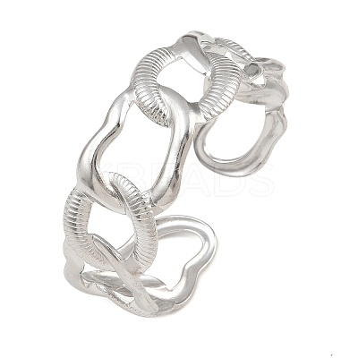 Oval 304 Stainless Steel Cuff Bangles for Women BJEW-B150-06P-1