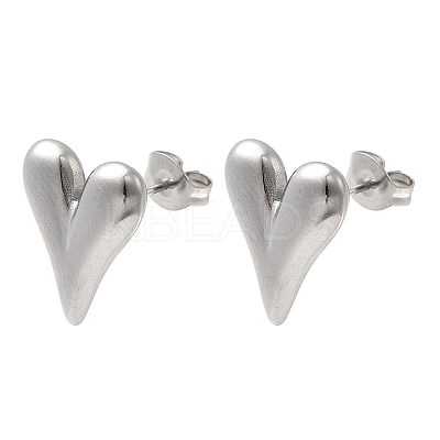 304 Stainless Steel Heart Stud Earrings EJEW-F398-01P-1