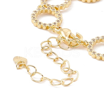 Clear Cubic Zirconia Open Ring Link Chains Bracelet BJEW-I301-08G-1