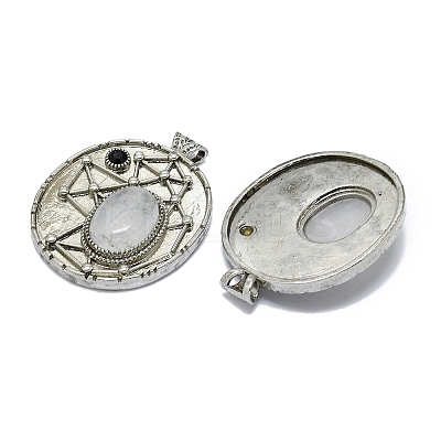 Natural Quartz Crystal Rock Crystal Oval Pendants G-Q165-03AS-04-1