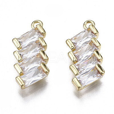 Brass Inlaid Clear Cubic Zirconia Pendants ZIRC-S069-029G-1