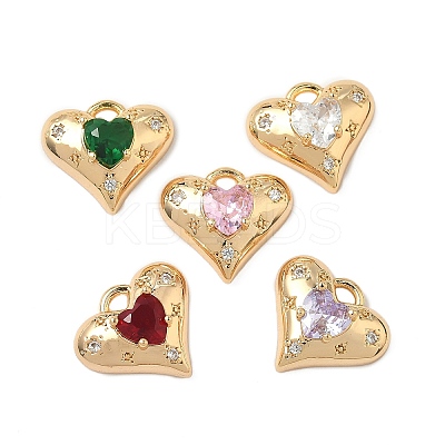 Brass Micro Pave Cubic Zirconia Pendants KK-S531-10G-1