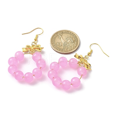 Imitation Jade Glass Beaded Ring Dangle Earrings EJEW-JE05567-05-1