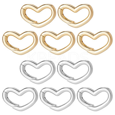 10Pcs 2 Colors Brass Spring Gate Rings KK-BBC0003-88-1