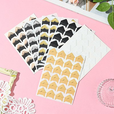 12Pcs 6 Styles Retro Hot Stamping Paper Photo Corner Self-Adhesive Stickers AJEW-CJ0001-53-1