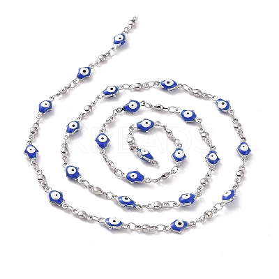 Enamel Hamsa Hand with Evil Eye Link Chains CHS-G023-02P-01-1