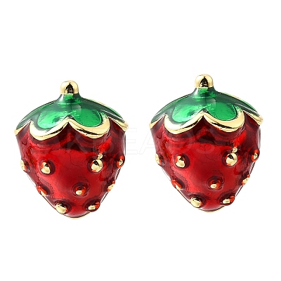 Brass Enamel Stud Earrings EJEW-G430-06B-G-1