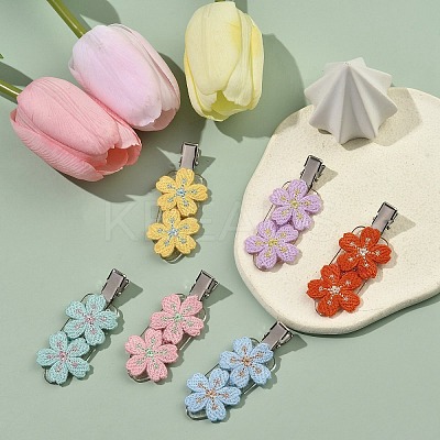 Polyester Embroidery Flower Alligator Hair Clips PHAR-JH00094-1