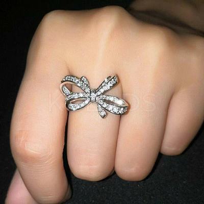 Bowknot Alloy with Crystal Rhinestone Finger Rings for Women FS-WG361F1-02-1