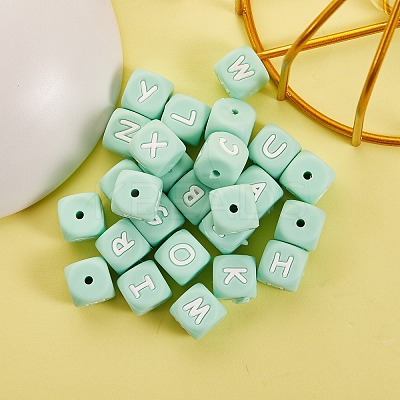 26Pcs 26 Style Silicone Alphabet Beads for Bracelet or Necklace Making SIL-SZ0001-01C-1