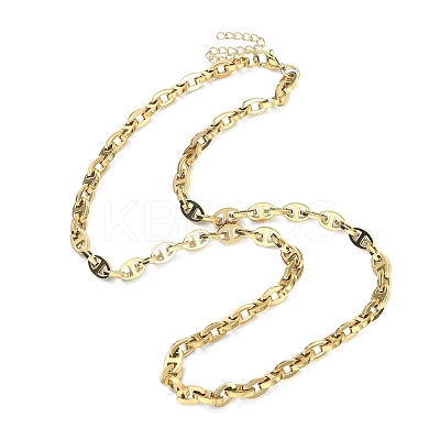 Ion Plating(IP) 304 Stainless Steel Oval Link Chain Necklaces for Women NJEW-D052-06G-1