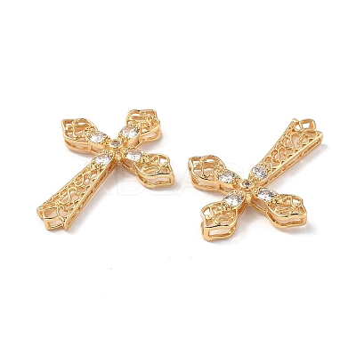 Brass Micro Pave Clear Cubic Zirconia Pendants KK-E068-VF240-1