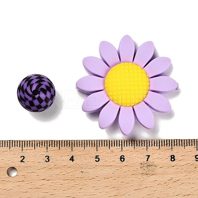23Pcs Sunflower & Round Silicone Focal Beads SIL-L005-01C-1