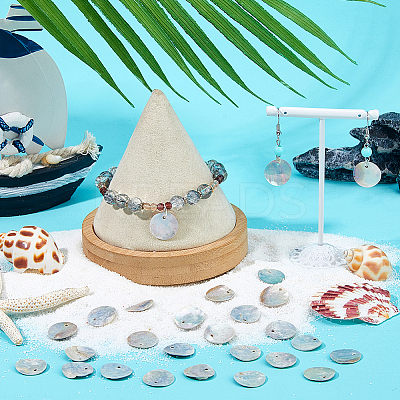 Natural Akoya Shell Disc Charms SHEL-WH0005-05A-1
