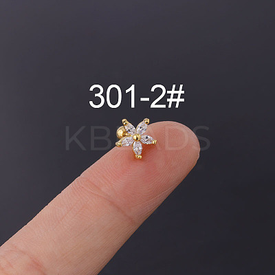 Flower 316L Surgical Stainless Steel Micro Pave Cubic Zirconia Cartilage Earrings WGAF33A-02-1