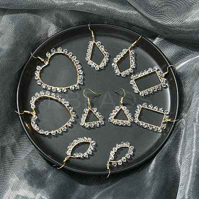 5 Pair 5 Style Brass Geometry Dangle Earrings with Glass Beaded EJEW-JE05400-1