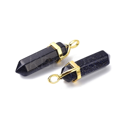 Synthetic Blue Goldstone Pointed Pendants G-G025-01G-25-1