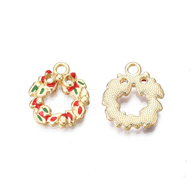 Rack Plating Alloy Enamel Pendants X-ENAM-N055-122-1