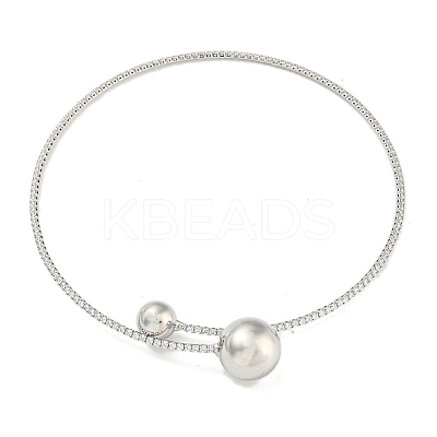 Rack Plating Brass Pave Clear Cubic Zirconia Round Ball Choker Necklaces NJEW-A031-02-01P-1
