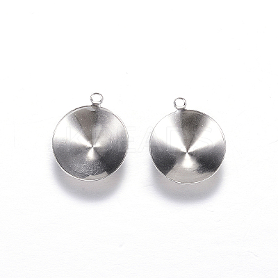 Non-Tarnish 201 Stainless Steel Pendant Rhinestone Settings X-STAS-N0014-04P-1