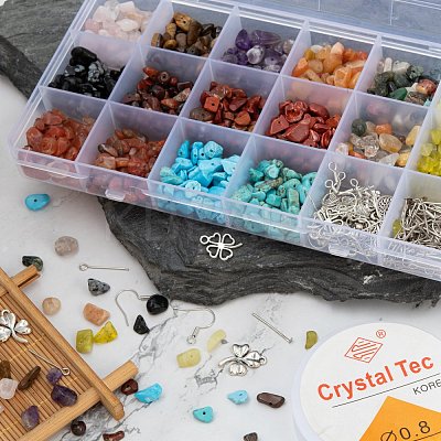 DIY Mixed Stone Chip Beads Jewelry Set Making Kit DIY-FS0002-35-1