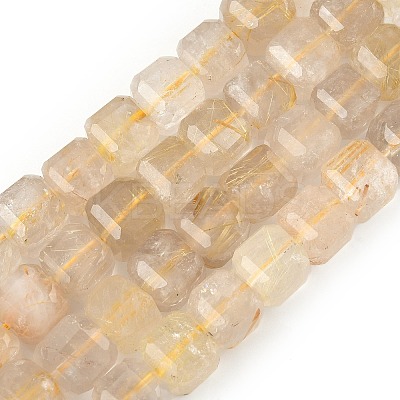 Natural Gold Rutilated Quartz Beads Strands G-C267-A03-1