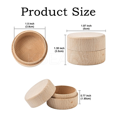 1Pc Round Beechwood Jewelry Storage Gift Box with Lid CON-YW0001-85-1