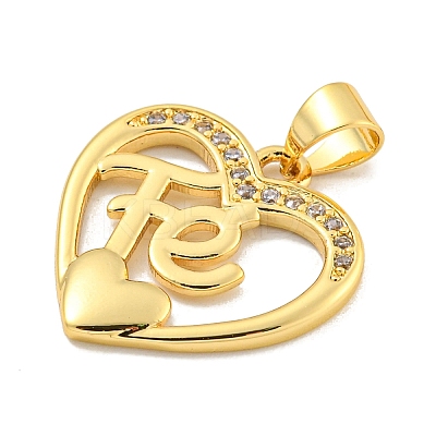 Rack Plating Brass Micro Pave Clear Cubic Zirconia Pendants KK-B091-49G-05-1