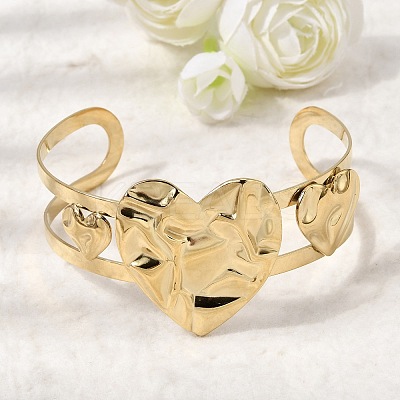Stylish 304 Stainless Steel Cuff Bangles BJEW-K302-01A-G-1