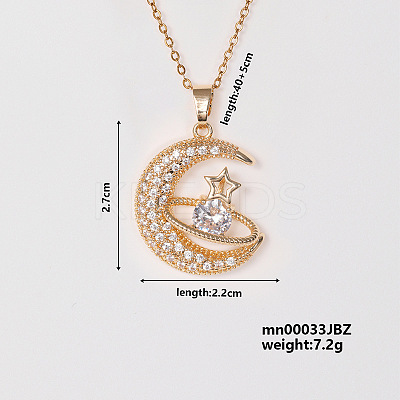 Elegant Fashion Copper Inlaid Zircon Star Moon Necklace Women's Jewelry RL5391-1-1