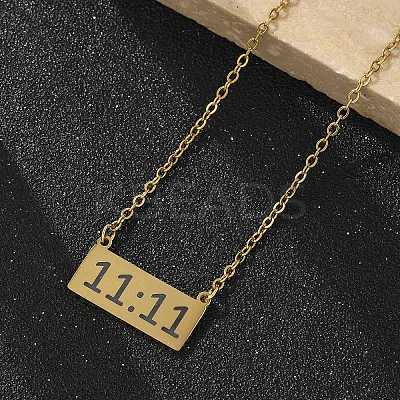 304 Stainless Steel Number 11:11 Pendant Necklaces NJEW-NH0002-01G-06-1