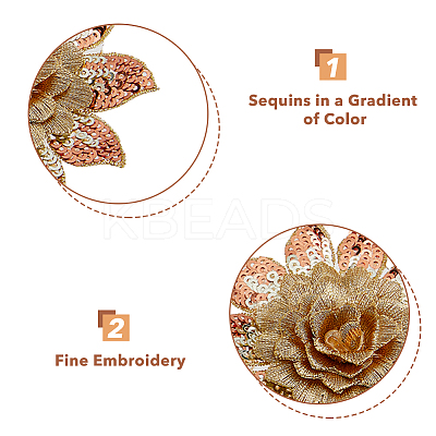 4Pcs 4 Colors 3D Flower Pattern Polyester Fabrics Computerized Embroidery Cloth Sew on Appliques PATC-NB0001-15C-1