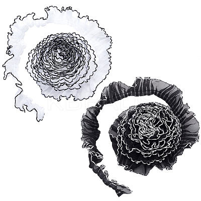 2Pcs 2 Colors Polyester Pleated Lace Trim Ribbon OCOR-PH0002-77A-1
