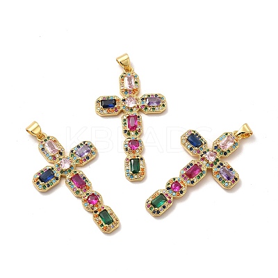 Rack Plating Eco-Friendly Brass Micro Pave Cubic Zirconia Pendants KK-A177-05G-1