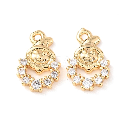 Brass Micro Pave Clear Cubic Zirconia Pendants KK-A284-17B-G-1