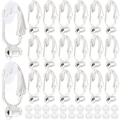 36Pcs Brass Clip-on Earring Converters Findings KK-SP0001-10S-1