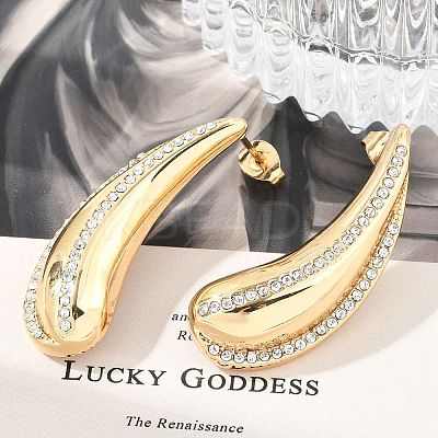 304 Stainless Steel Rhinestone Stud Earrings EJEW-M070-08G-1