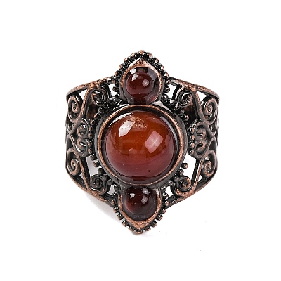 Natural Carnelian Retro Finger Rings RJEW-B067-01R-14-1