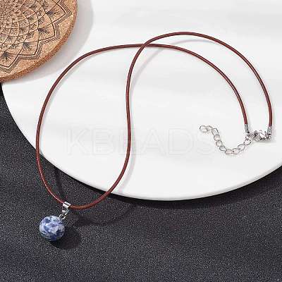 Natural & Synthetic Mixed Gemstone Round Pendant Necklaces NJEW-JN04478-1