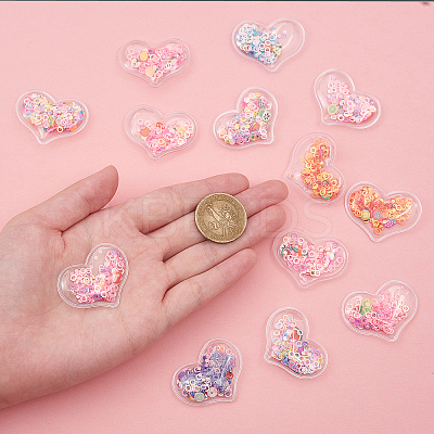 60Pcs 6 Colors Quicksand Sequin Plastic Cabochons KY-CJ0001-41-1