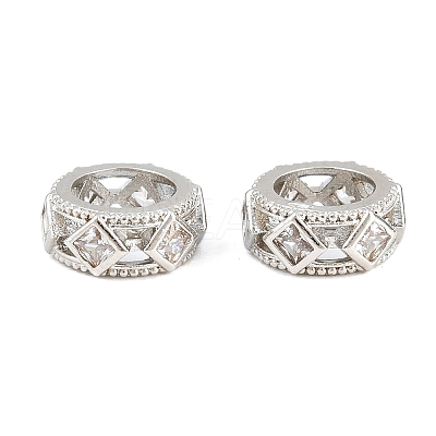 Brass Micro Pave Clear Cubic Zirconia European Beads CU-CBA6A75-14P-1