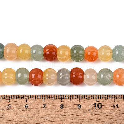 Natural Golden Silk Jade & Green Aventurine & Red Aventurine Beads Strands G-T144-A09-01-1