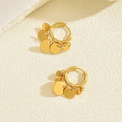 Stainless Steel Flat Round Chandelier Earrings LS-JB5555-1