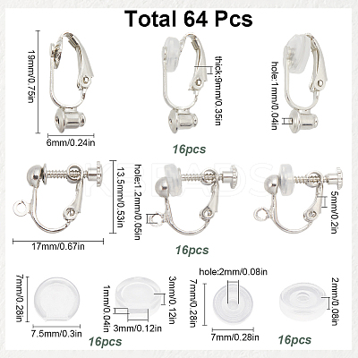 32Pcs 2 Style Brass Clip-on Earring Converters Findings DIY-SC0024-17-1