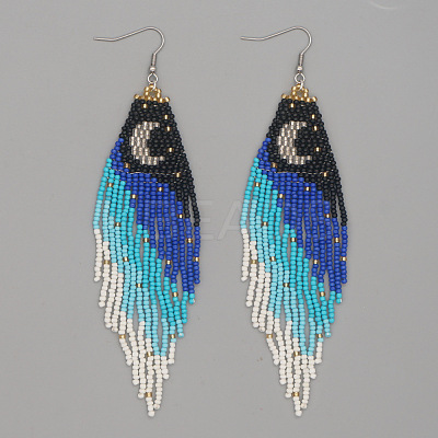 Moon Stainless Steel Dangle Earrings KS8218-1-1