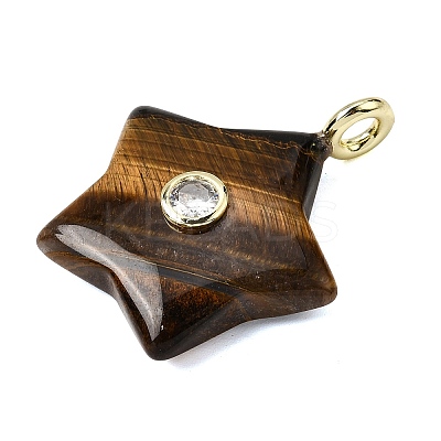 Natural Tiger Eye Pendants G-Z157-01G-10-1