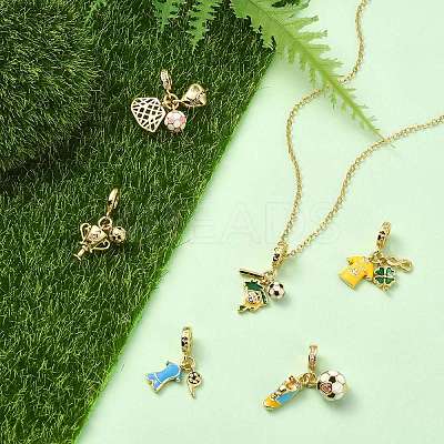 6Pcs 6 Styles Brass Enamel European Dangle Charms KK-CJ0003-95-1